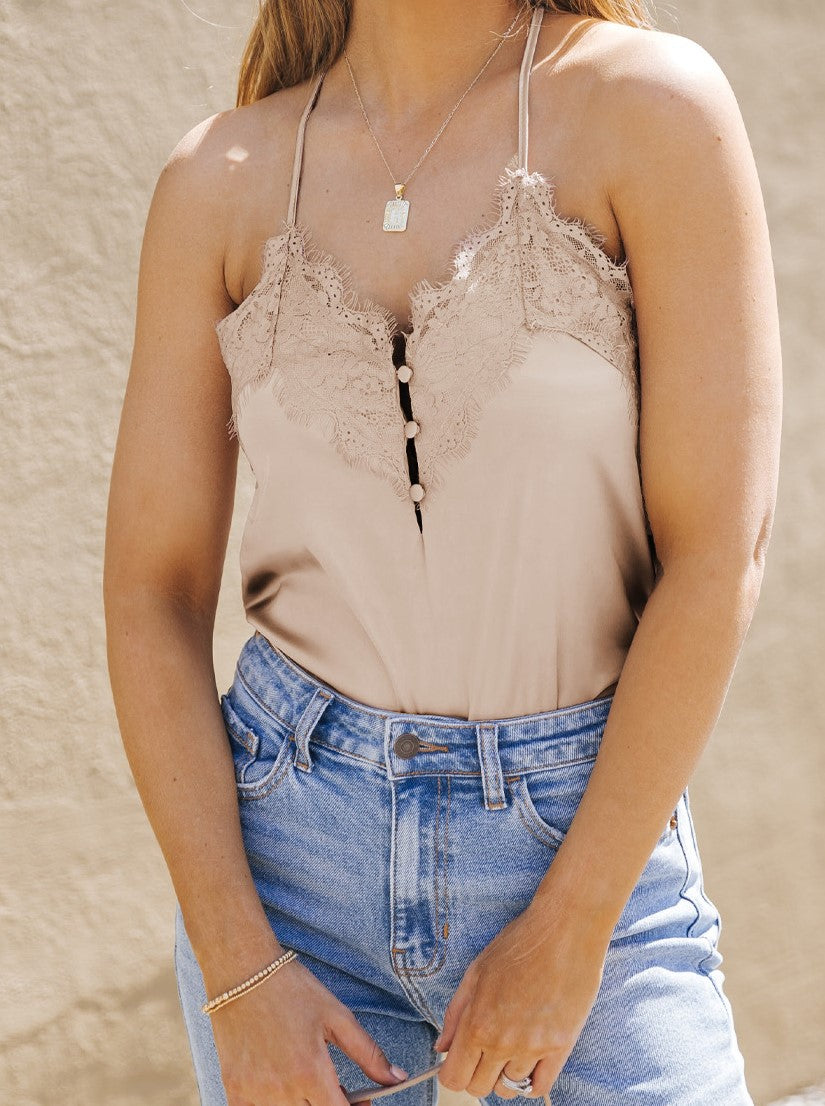 Nude Satin Bodysuit