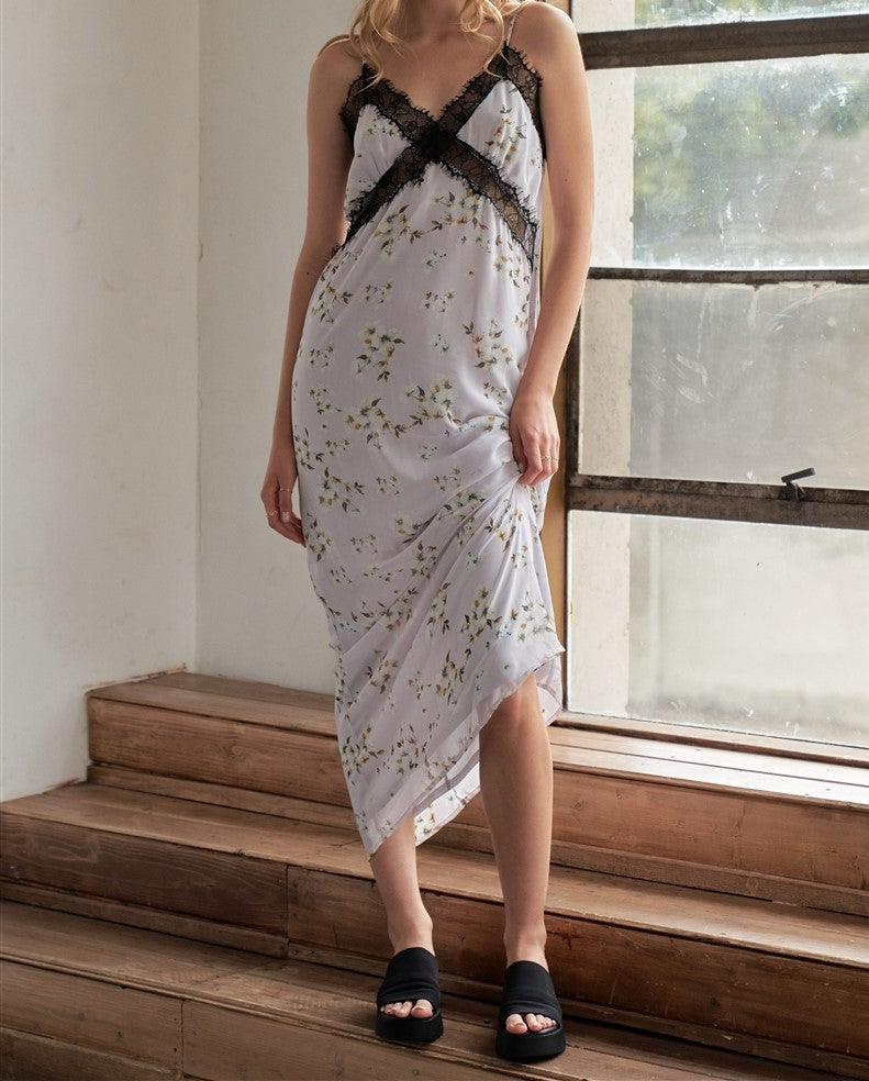 Lilac sleeveless pajama maxi dress