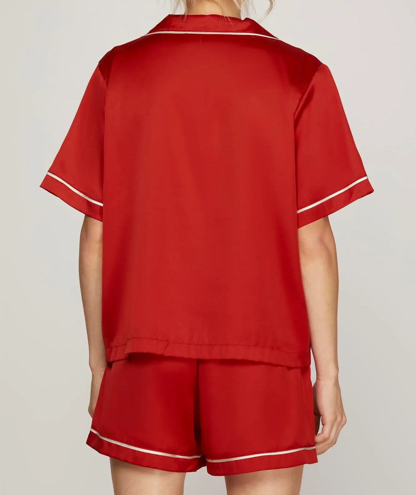 Red Satin Ribbon Pajama Set