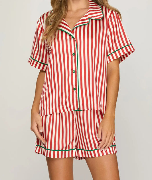 Red Candy Cane Pajama Set