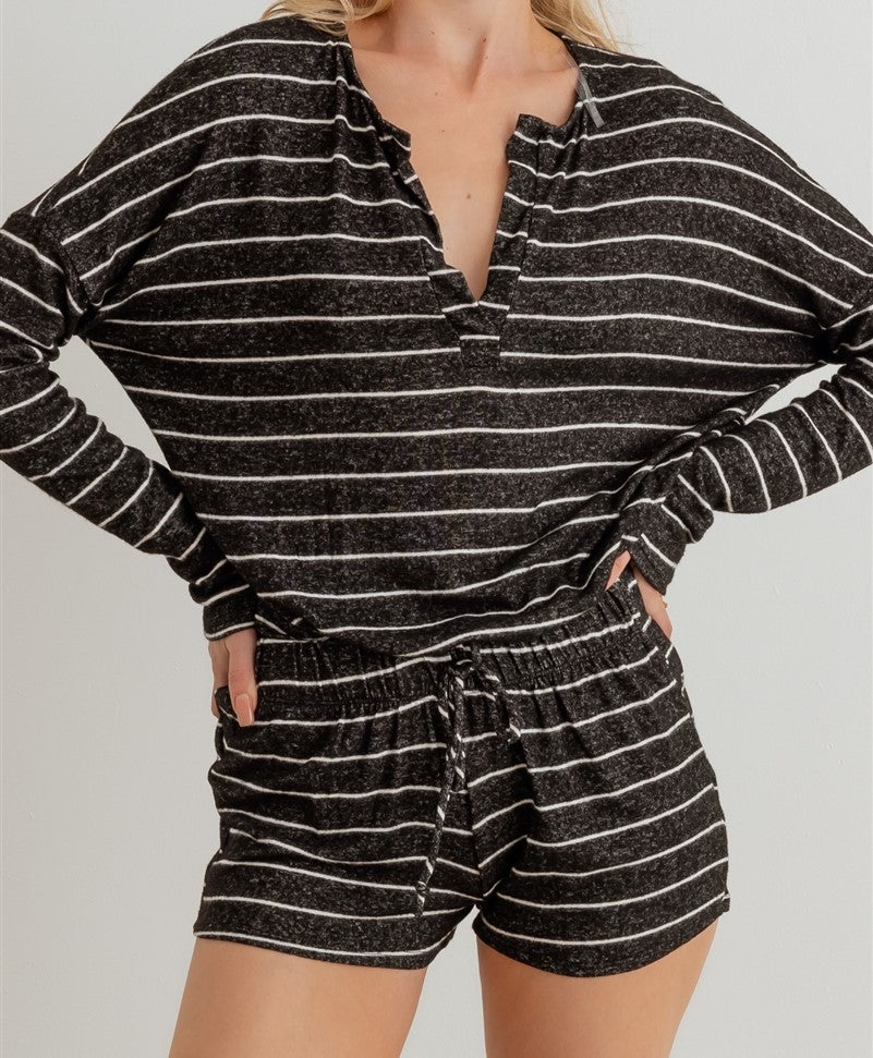 Black & White Striped Pj- Lounge