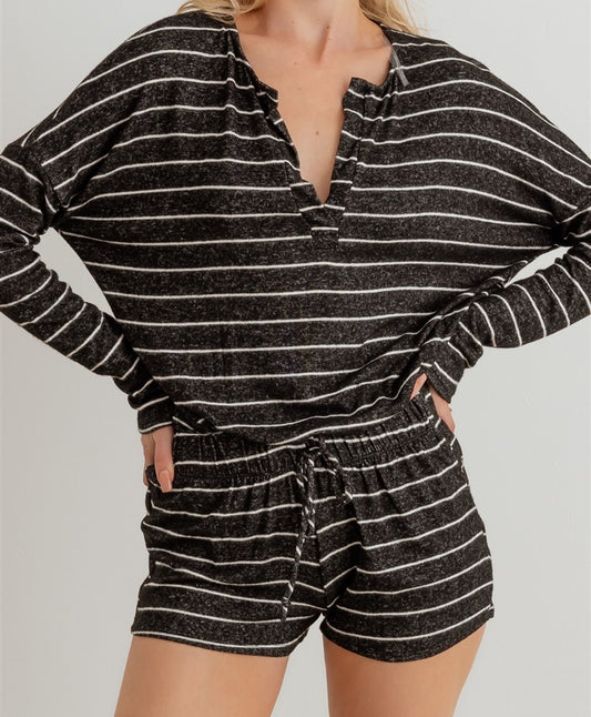 Black & White Striped Pj- Lounge