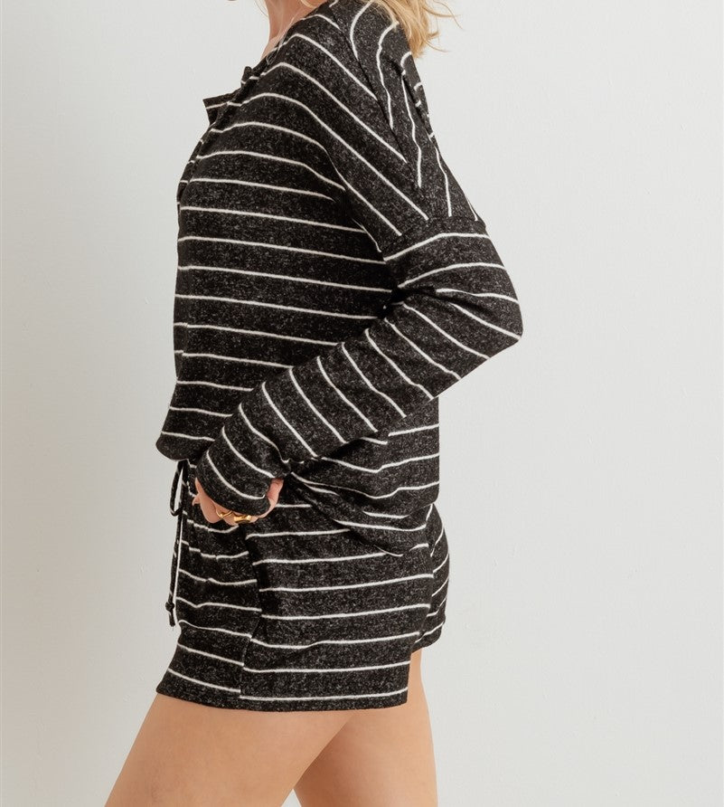 Black & White Striped Pj- Lounge