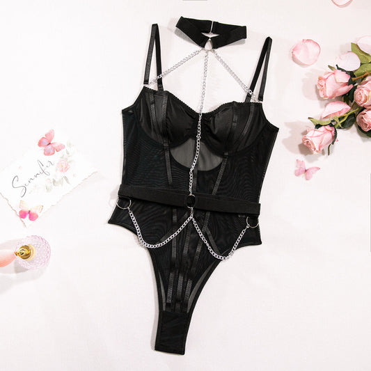 Black 'Metal' Bodysuit