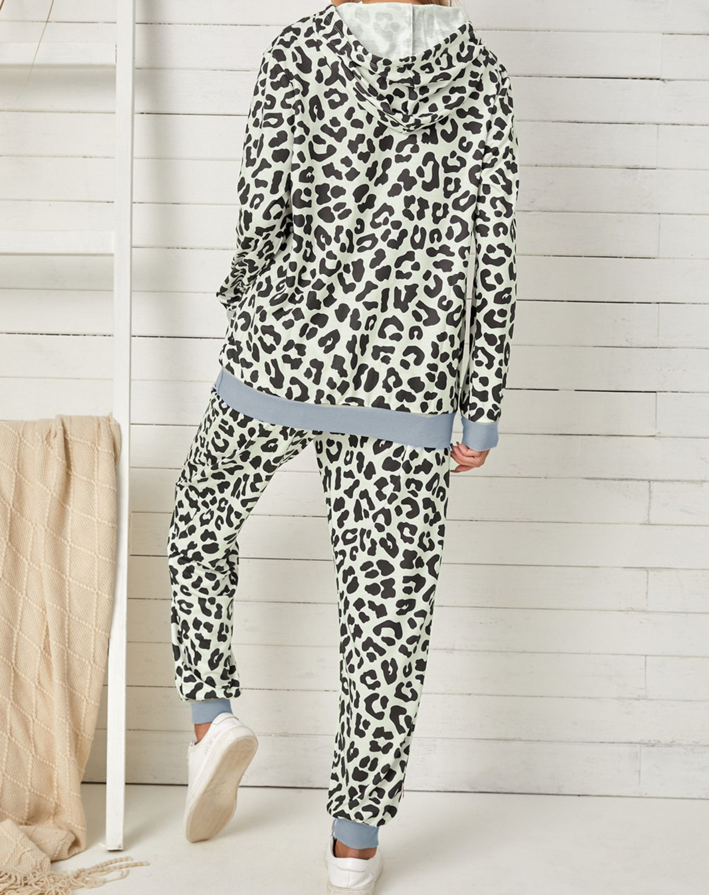 Leopard hooded long Loungewear Set