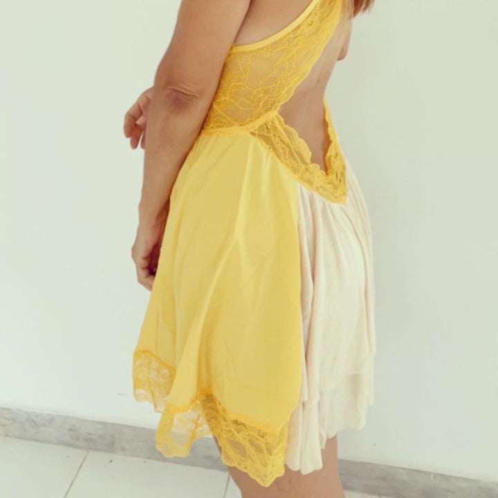 Yellow open back babydoll