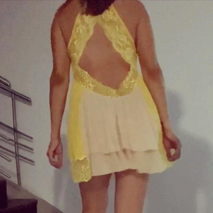 Yellow open back babydoll