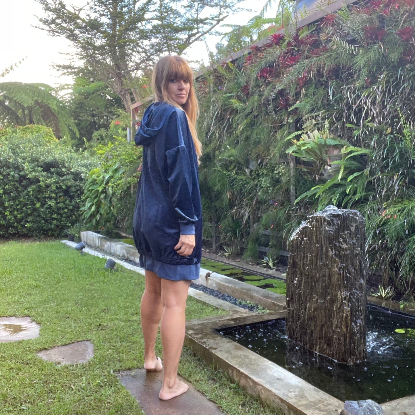 Navy hooded Mini dress