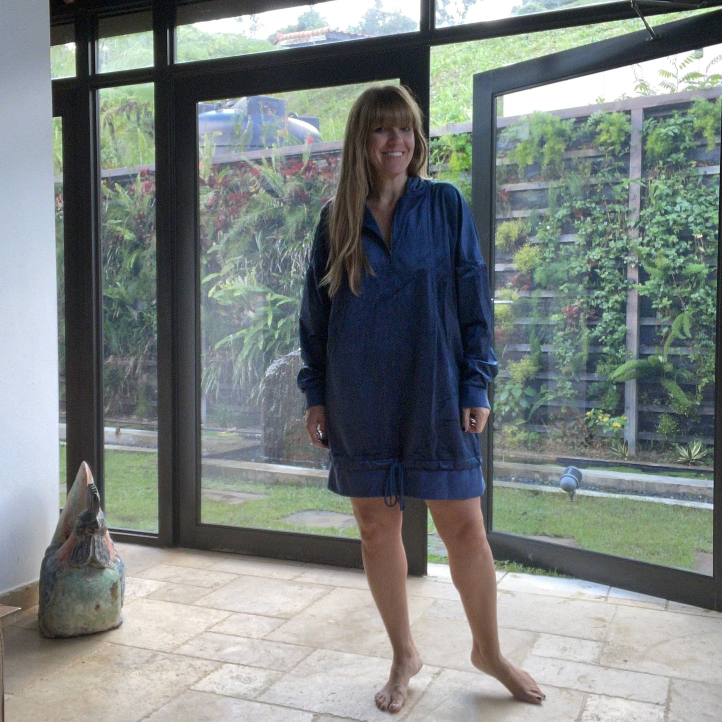 Navy hooded Mini dress