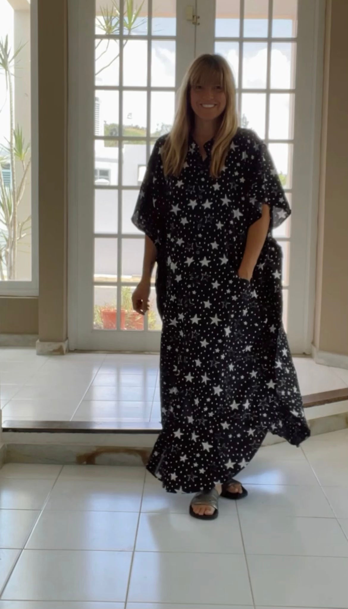 Black stars long cover up dress