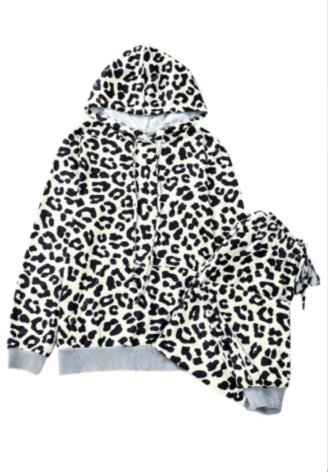 Leopard hooded long Loungewear Set