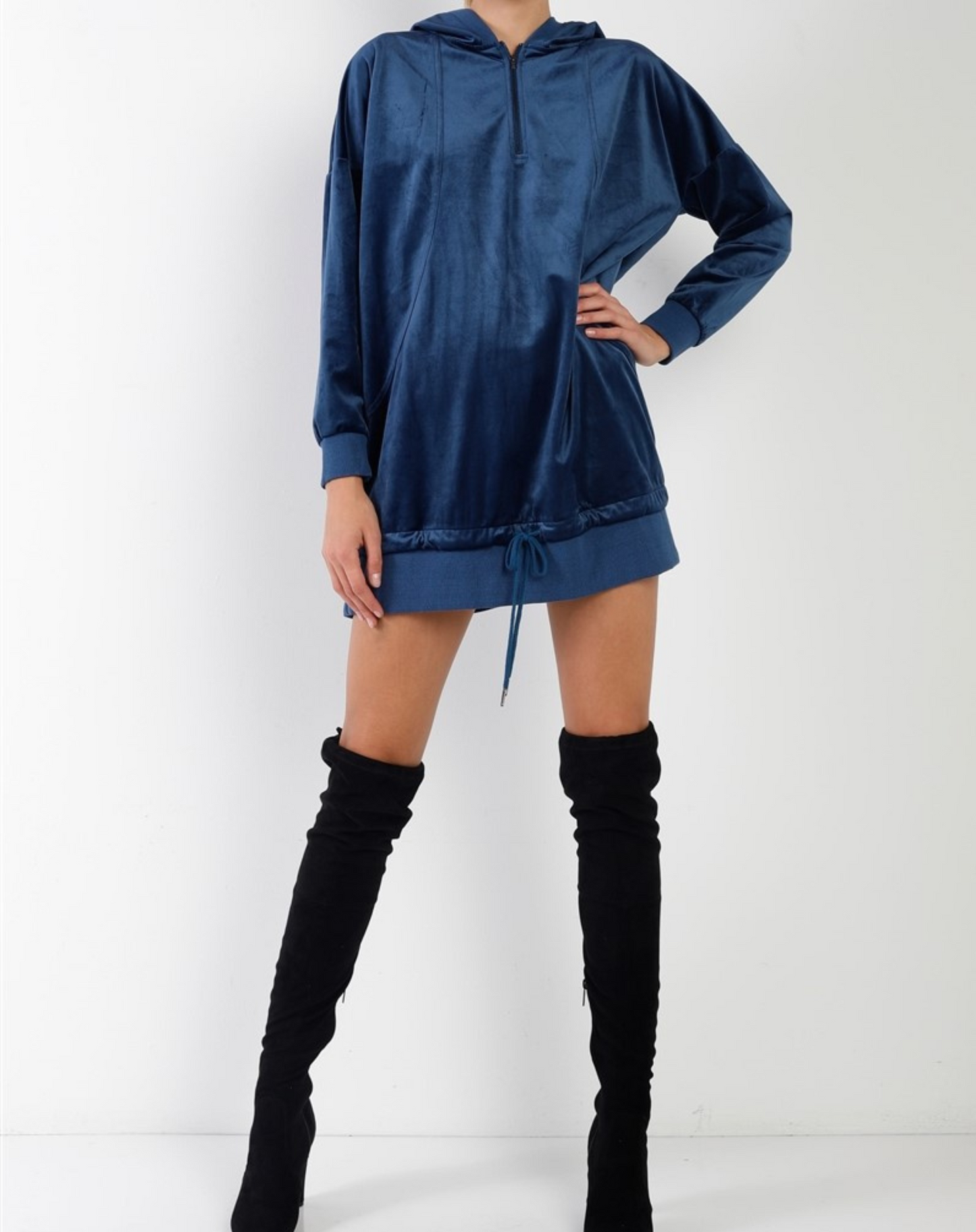 Navy hooded Mini dress