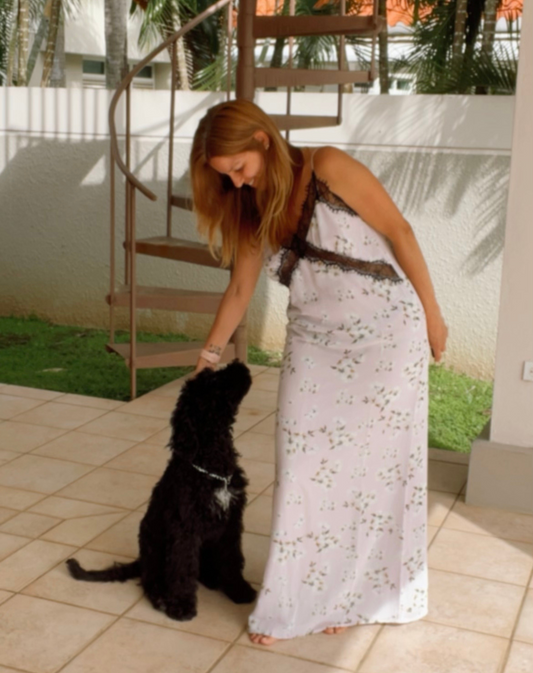 Lilac sleeveless pajama maxi dress