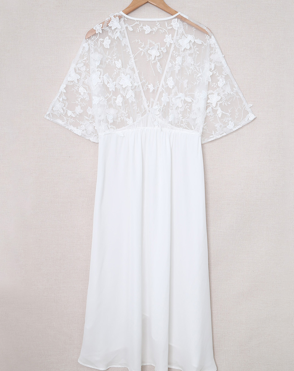 White crochet open front Kimono