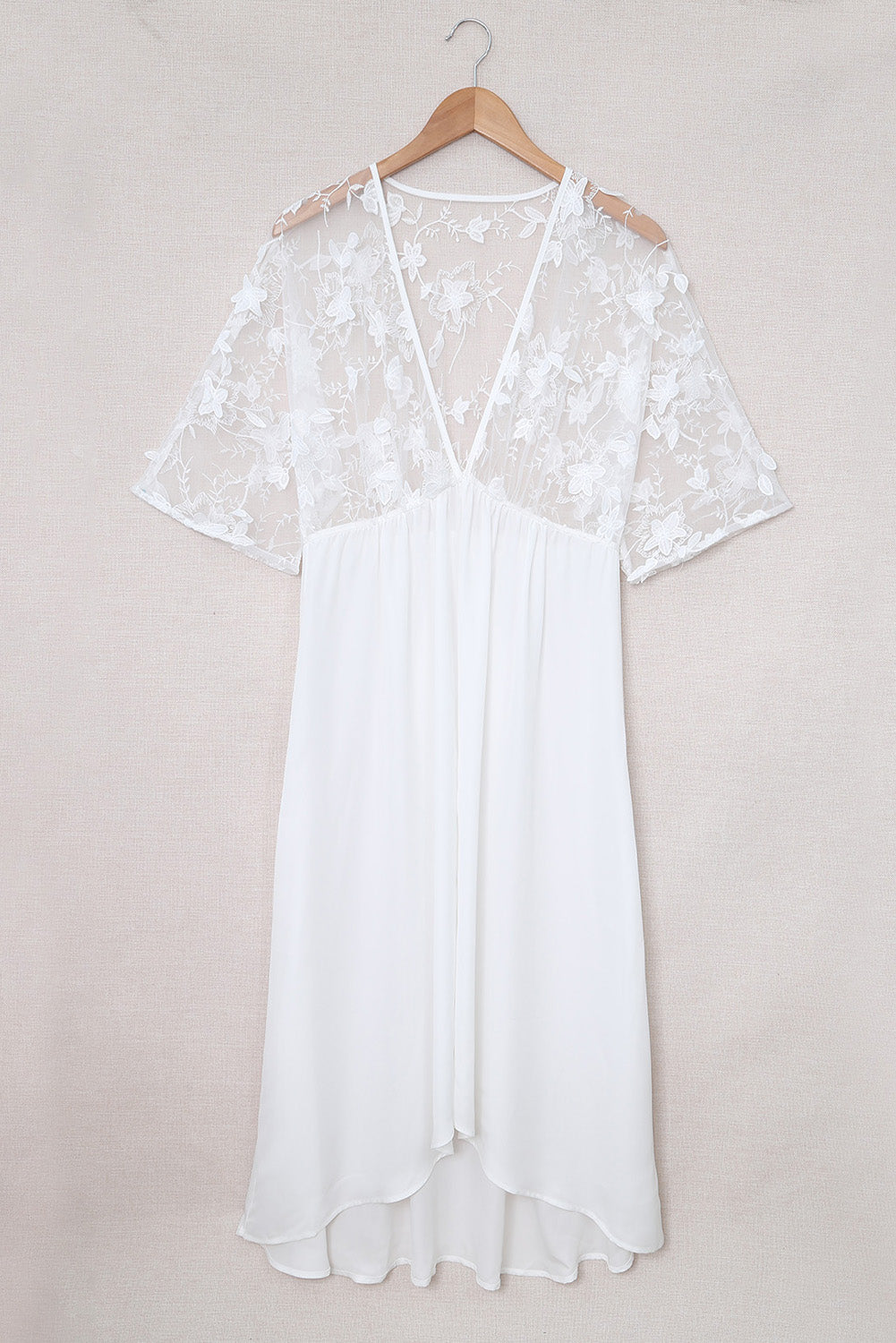 White crochet open front Kimono